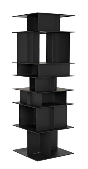 Noir Pisa Industrial Black Iron Shelf - Modern Geometric Design for Contemporary Home & Office Storage GBCS245MTB