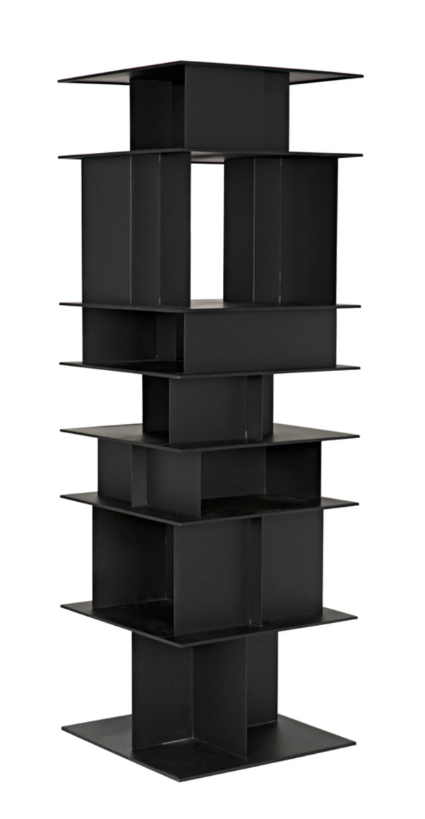 Noir Pisa Industrial Black Iron Shelf - Modern Geometric Design for Contemporary Home & Office Storage GBCS245MTB