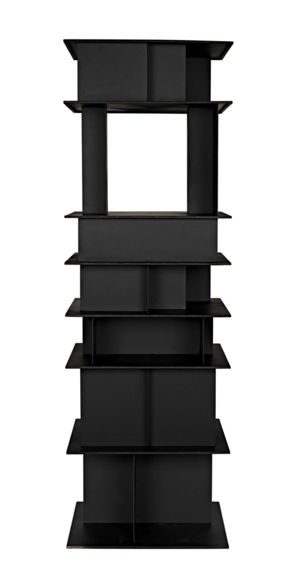Noir Pisa Industrial Black Iron Shelf - Modern Geometric Design for Contemporary Home & Office Storage GBCS245MTB