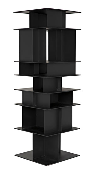 Noir Pisa Industrial Black Iron Shelf - Modern Geometric Design for Contemporary Home & Office Storage GBCS245MTB