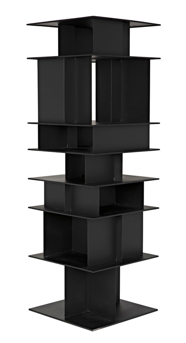 Noir Pisa Industrial Black Iron Shelf - Modern Geometric Design for Contemporary Home & Office Storage GBCS245MTB