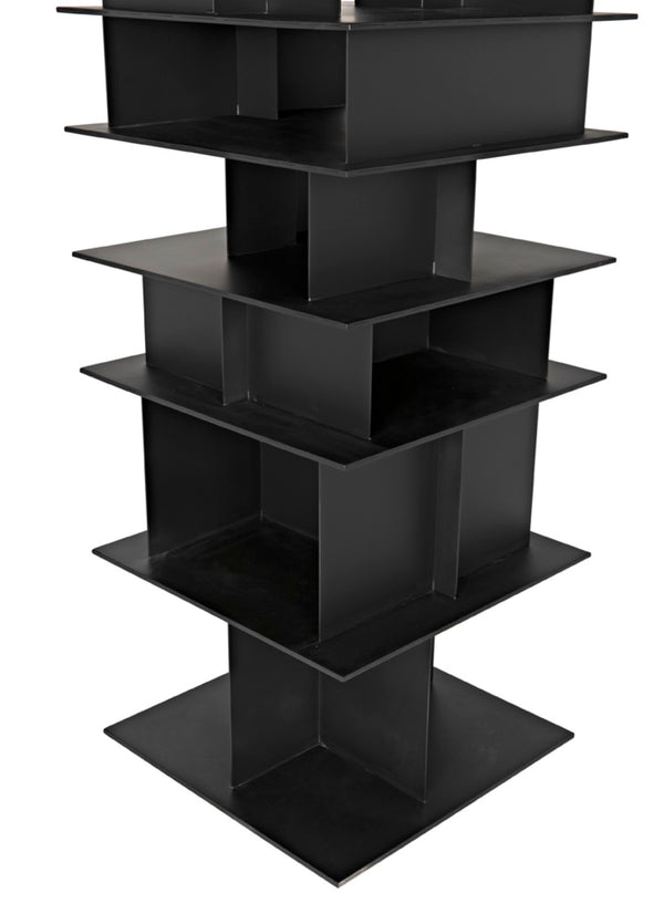 Noir Pisa Industrial Black Iron Shelf - Modern Geometric Design for Contemporary Home & Office Storage GBCS245MTB