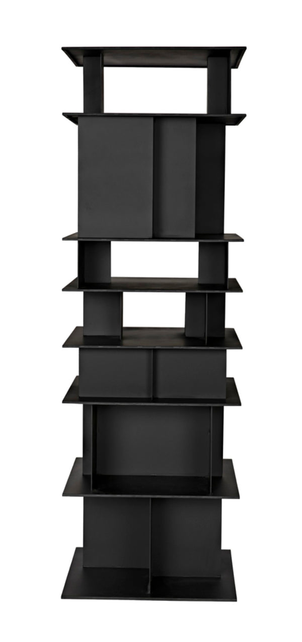 Noir Pisa Industrial Black Iron Shelf - Modern Geometric Design for Contemporary Home & Office Storage GBCS245MTB