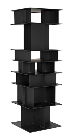 Noir Pisa Industrial Black Iron Shelf - Modern Geometric Design for Contemporary Home & Office Storage GBCS245MTB
