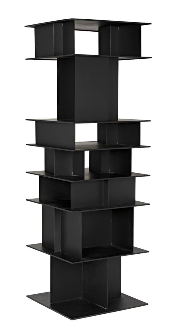 Noir Pisa Industrial Black Iron Shelf - Modern Geometric Design for Contemporary Home & Office Storage GBCS245MTB