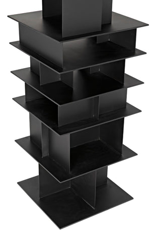Noir Pisa Industrial Black Iron Shelf - Modern Geometric Design for Contemporary Home & Office Storage GBCS245MTB