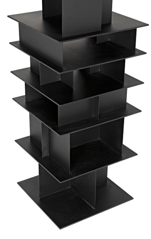 Noir Pisa Industrial Black Iron Shelf - Modern Geometric Design for Contemporary Home & Office Storage GBCS245MTB