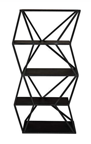 Noir Sutro Shelf - Industrial-Modern Black Iron Bookcase for Stylish Storage & Display in Any Space GBCS246MTB