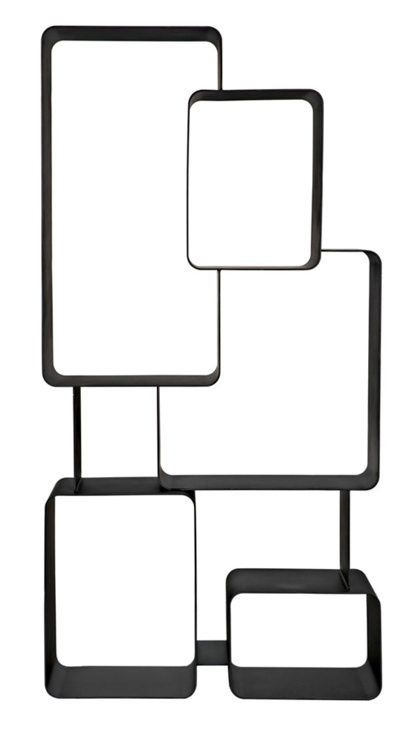 Noir Larra Bookcase - Rustic Industrial Iron Shelving Unit for Stylish Storage in Living Rooms & Offices GBCS251MTB