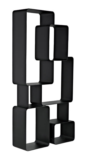 Noir Larra Bookcase - Rustic Industrial Iron Shelving Unit for Stylish Storage in Living Rooms & Offices GBCS251MTB