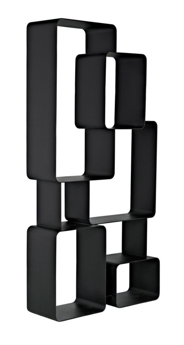 Noir Larra Bookcase - Rustic Industrial Iron Shelving Unit for Stylish Storage in Living Rooms & Offices GBCS251MTB