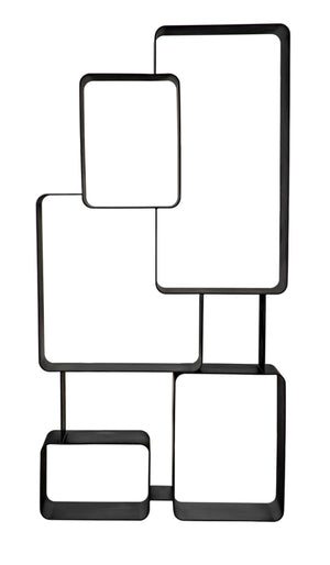 Noir Larra Bookcase - Rustic Industrial Iron Shelving Unit for Stylish Storage in Living Rooms & Offices GBCS251MTB