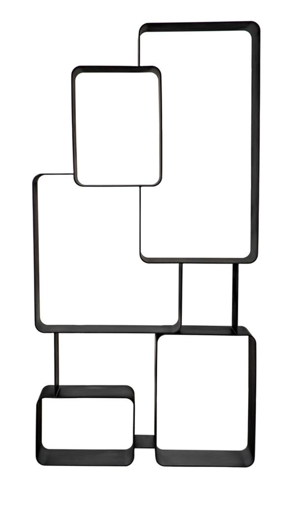 Noir Larra Bookcase - Rustic Industrial Iron Shelving Unit for Stylish Storage in Living Rooms & Offices GBCS251MTB