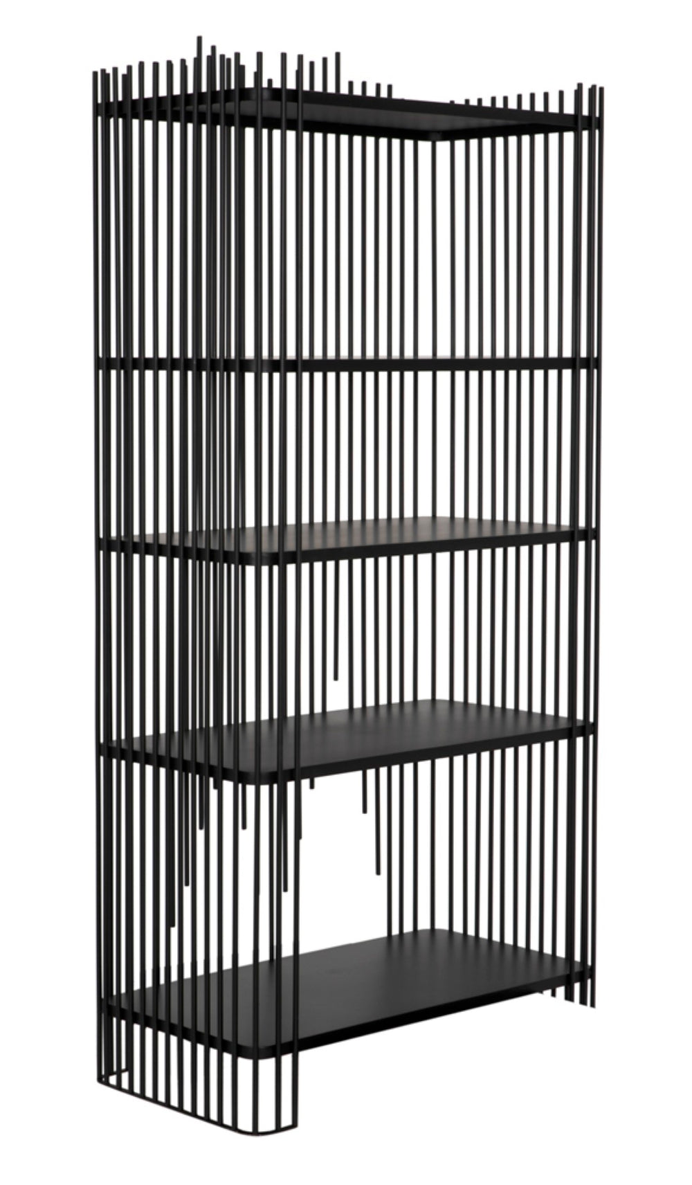 Noir Mila Modern Bookcase - Industrial-Style Matte Black Iron Shelves for Home or Office Storage Solutions GBCS253MTB