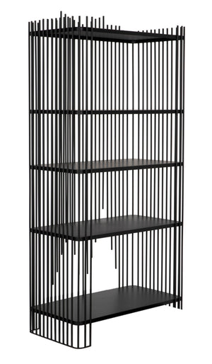 Noir Mila Modern Bookcase - Industrial-Style Matte Black Iron Shelves for Home or Office Storage Solutions GBCS253MTB