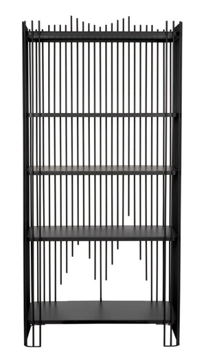 Noir Mila Modern Bookcase - Industrial-Style Matte Black Iron Shelves for Home or Office Storage Solutions GBCS253MTB