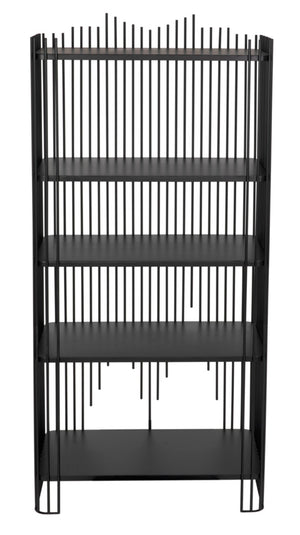 Noir Mila Modern Bookcase - Industrial-Style Matte Black Iron Shelves for Home or Office Storage Solutions GBCS253MTB