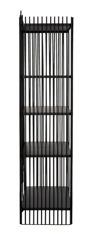 Noir Mila Modern Bookcase - Industrial-Style Matte Black Iron Shelves for Home or Office Storage Solutions GBCS253MTB