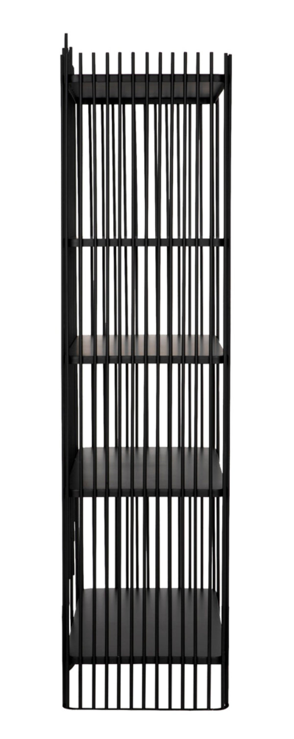 Noir Mila Modern Bookcase - Industrial-Style Matte Black Iron Shelves for Home or Office Storage Solutions GBCS253MTB