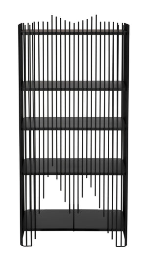 Noir Mila Modern Bookcase - Industrial-Style Matte Black Iron Shelves for Home or Office Storage Solutions GBCS253MTB