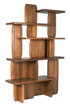 Noir Kilimanjaro Bookcase: Sculptural Dark Walnut Storage with Geometric Design for Modern Living Spaces GBCS255DW