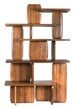 Noir Kilimanjaro Bookcase: Sculptural Dark Walnut Storage with Geometric Design for Modern Living Spaces GBCS255DW