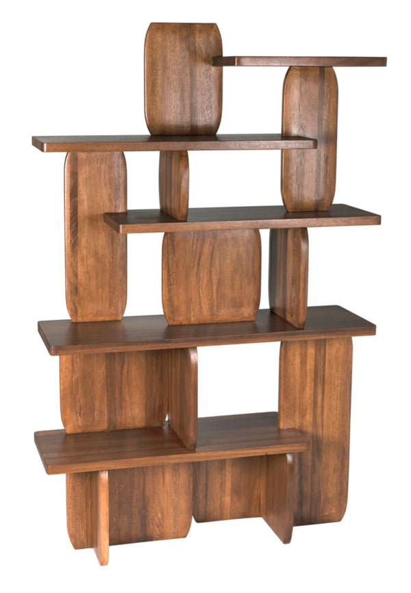 Noir Kilimanjaro Bookcase: Sculptural Dark Walnut Storage with Geometric Design for Modern Living Spaces GBCS255DW