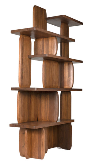 Noir Kilimanjaro Bookcase: Sculptural Dark Walnut Storage with Geometric Design for Modern Living Spaces GBCS255DW