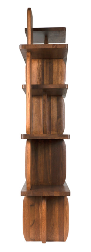 Noir Kilimanjaro Bookcase: Sculptural Dark Walnut Storage with Geometric Design for Modern Living Spaces GBCS255DW