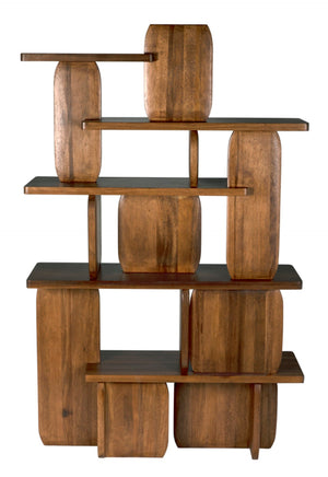 Noir Kilimanjaro Bookcase: Sculptural Dark Walnut Storage with Geometric Design for Modern Living Spaces GBCS255DW