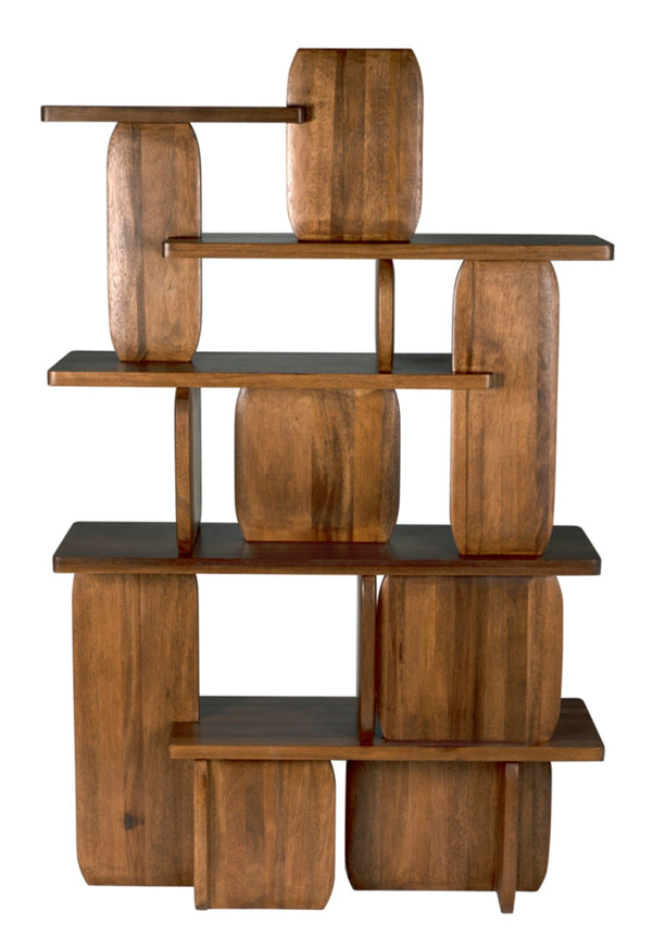 Noir Kilimanjaro Bookcase: Sculptural Dark Walnut Storage with Geometric Design for Modern Living Spaces GBCS255DW