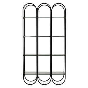 Noir Ulla Bookcase: Stylish Industrial Design with Durable Iron Frame & Glass Shelves for Modern Spaces GBCS264MTB