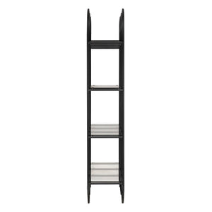 Noir Ulla Bookcase: Stylish Industrial Design with Durable Iron Frame & Glass Shelves for Modern Spaces GBCS264MTB