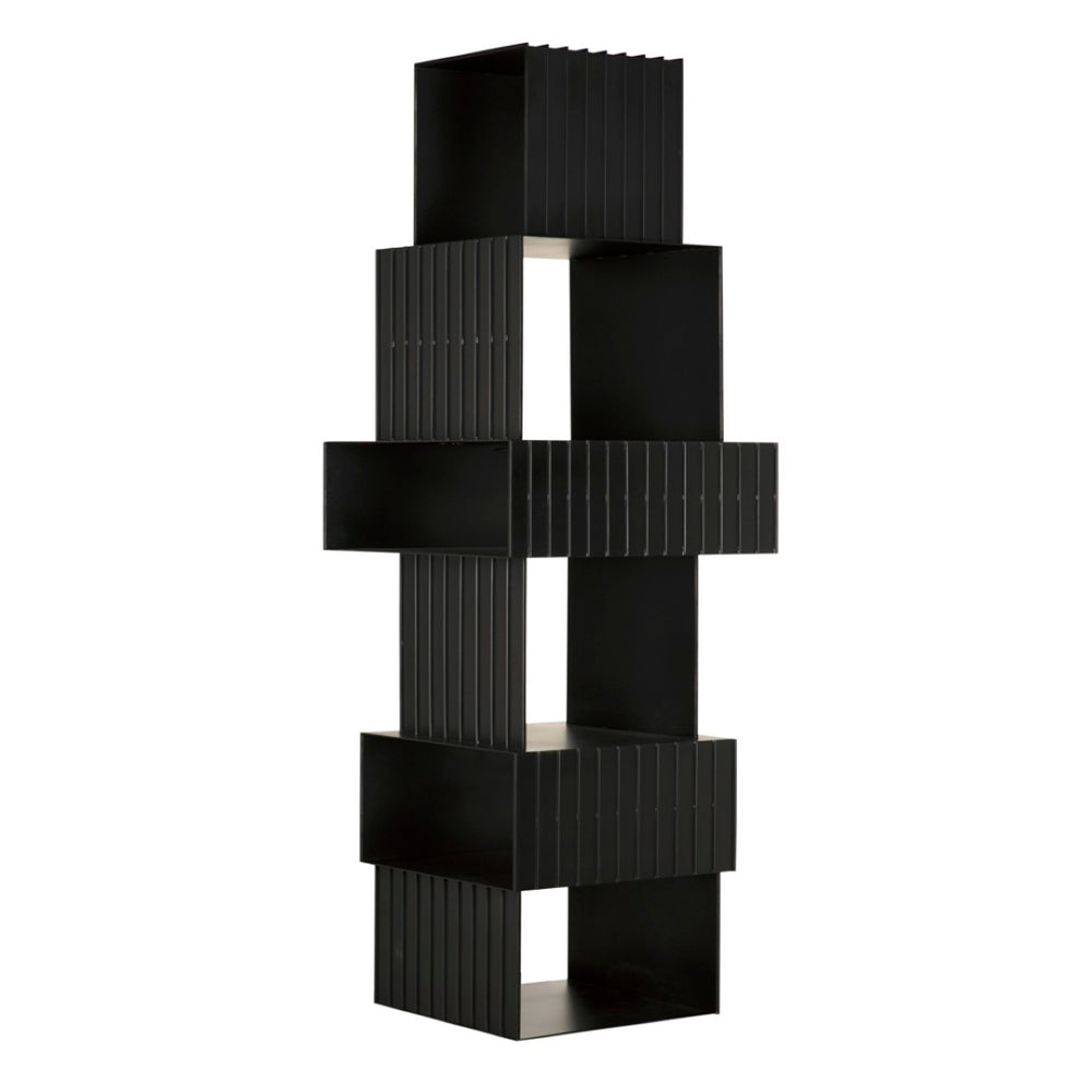 Noir Fujimoto Bookcase - Minimalist Matte Black Iron Shelving for Modern Living Rooms & Home Offices GBCS265MTB