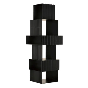 Noir Fujimoto Bookcase - Minimalist Matte Black Iron Shelving for Modern Living Rooms & Home Offices GBCS265MTB