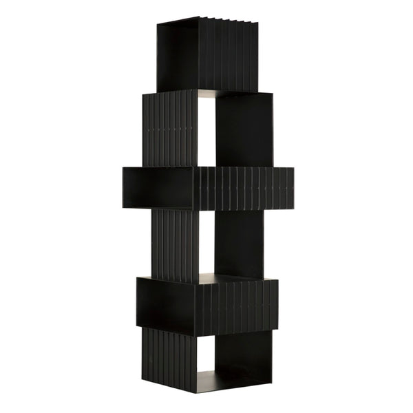 Noir Fujimoto Bookcase - Minimalist Matte Black Iron Shelving for Modern Living Rooms & Home Offices GBCS265MTB