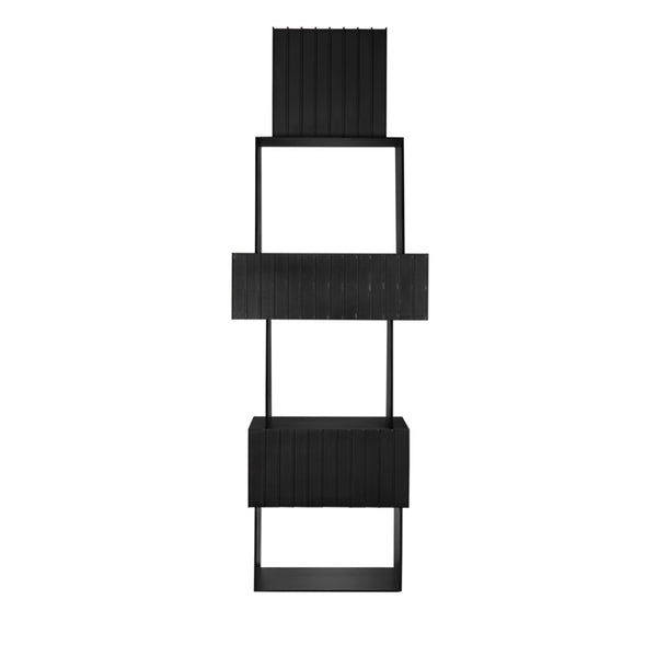 Noir Fujimoto Bookcase - Minimalist Matte Black Iron Shelving for Modern Living Rooms & Home Offices GBCS265MTB