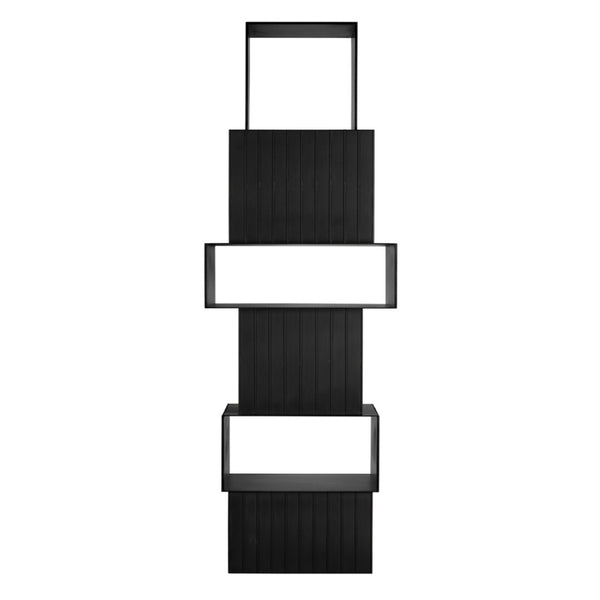 Noir Fujimoto Bookcase - Minimalist Matte Black Iron Shelving for Modern Living Rooms & Home Offices GBCS265MTB