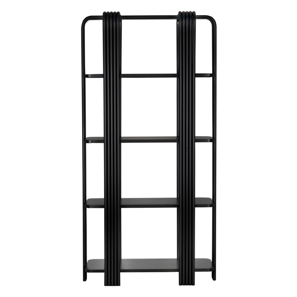Noir Giza Bookcase - Modern Industrial Design with Durable Iron Frame and Open Shelves for Versatile Storage GBCS266MTB