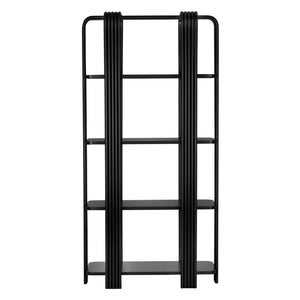 Noir Giza Bookcase - Modern Industrial Design with Durable Iron Frame and Open Shelves for Versatile Storage GBCS266MTB