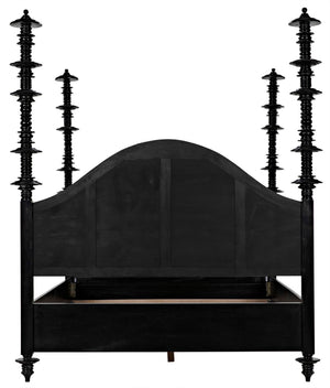 Noir Ferret Bed: Luxurious Hand-Carved Mahogany Design for Timeless Elegance and Lasting Comfort Hand Rubbed Black Cal-King GBED109CKHB