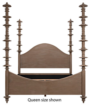 Noir Ferret Bed: Luxurious Hand-Carved Mahogany Design for Timeless Elegance and Lasting Comfort Weathered Cal-King GBED109CKWEA