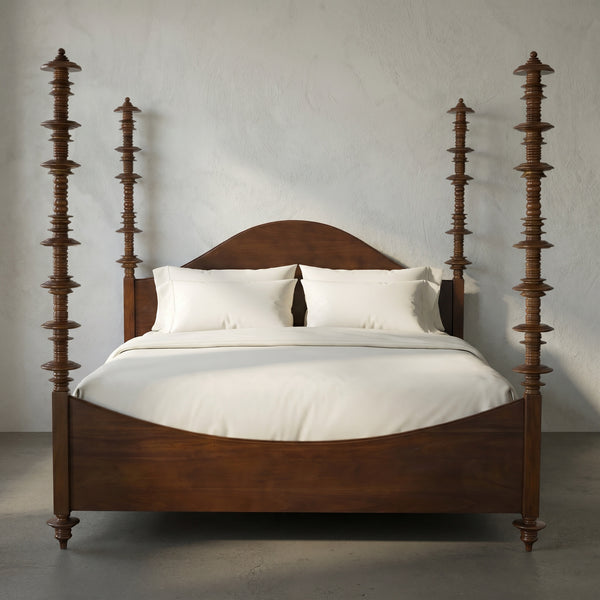 Ferret Solid Mahogany Four Poster Bed Handcrafted Artisan Finish Elegant Bedroom Furniture