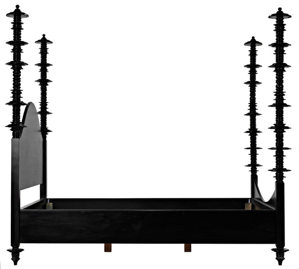 Noir Ferret Bed: Luxurious Hand-Carved Mahogany Design for Timeless Elegance and Lasting Comfort Hand Rubbed Black Eastern King GBED109EKHB