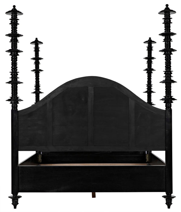 Noir Ferret Bed: Luxurious Hand-Carved Mahogany Design for Timeless Elegance and Lasting Comfort Hand Rubbed Black Eastern King GBED109EKHB