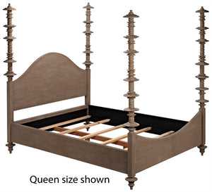 Noir Ferret Bed: Luxurious Hand-Carved Mahogany Design for Timeless Elegance and Lasting Comfort Weathered Eastern King GBED109EKWEA