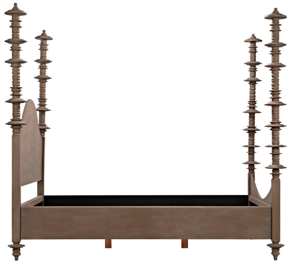 Noir Ferret Bed: Luxurious Hand-Carved Mahogany Design for Timeless Elegance and Lasting Comfort Weathered Eastern King GBED109EKWEA