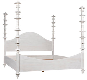 Noir Ferret Bed: Luxurious Hand-Carved Mahogany Design for Timeless Elegance and Lasting Comfort White Wash Eastern King GBED109EKWH