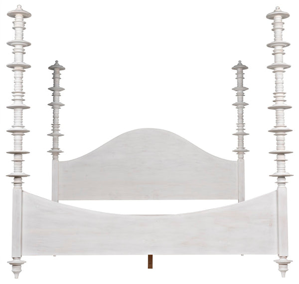 Noir Ferret Bed: Luxurious Hand-Carved Mahogany Design for Timeless Elegance and Lasting Comfort White Wash Eastern King GBED109EKWH