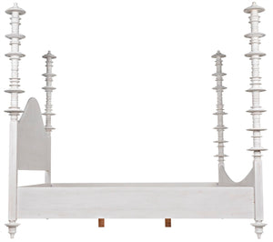 Noir Ferret Bed: Luxurious Hand-Carved Mahogany Design for Timeless Elegance and Lasting Comfort White Wash Eastern King GBED109EKWH